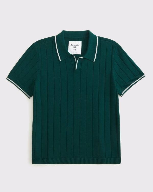 2b507ef608a3aadafc8f9e05e36eaeb4 Men's Ribbed Knit Johnny Collar Polo Shirt - Forest Green - Image 1