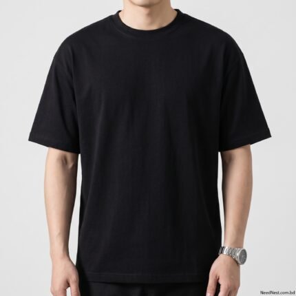 Men's Premium Solid Drop Shoulder T-Shirt - Jet Black