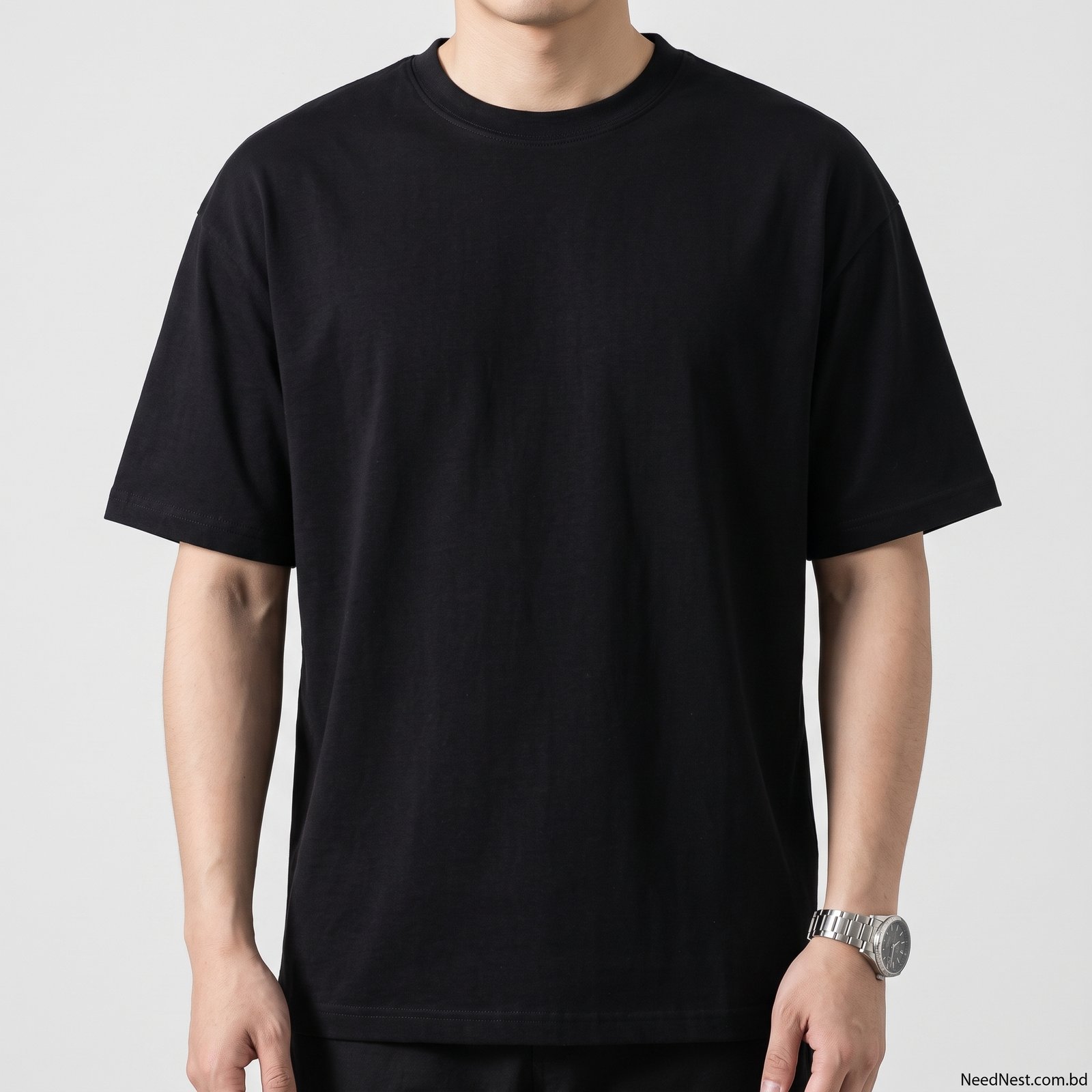 Gemini_Generated_Image_dteehodteehodtee (3) Men's Premium Solid Drop Shoulder T-Shirt - Jet Black - Image 1