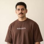 Men's Oversized Graphic Streetwear T-Shirt - Mocha Brown